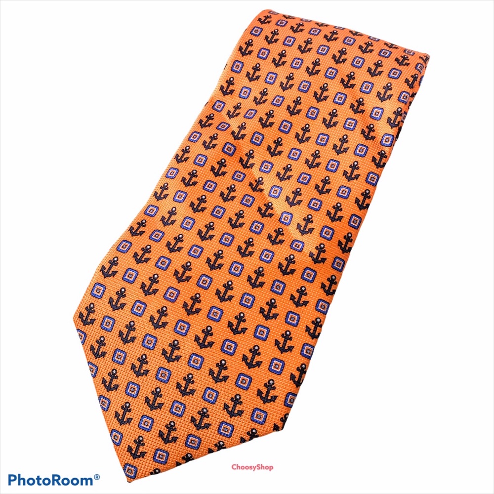 Silk Tie Brand New Anchor Nautica Orange Periwinkle Blue /Purple Navy Tie